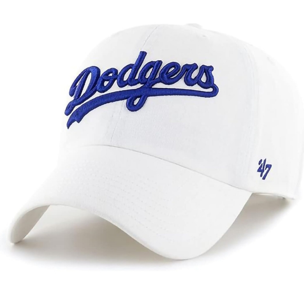 '47 Dodgers White Cap with Blue Script Logo